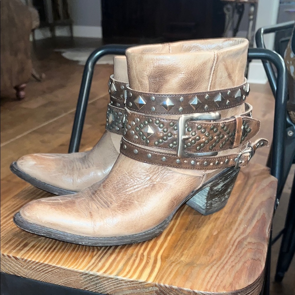 Studded Old Gringo Brown Leather Ankle Boots